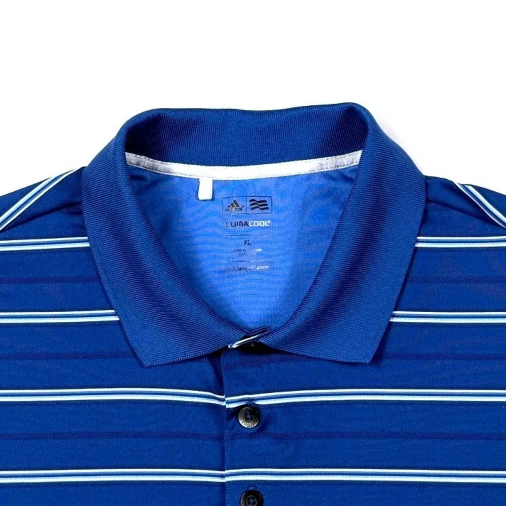Adidas Mens Polo Shirts BUNDLE Blue‎ Maroon Striped Golf Performance XL